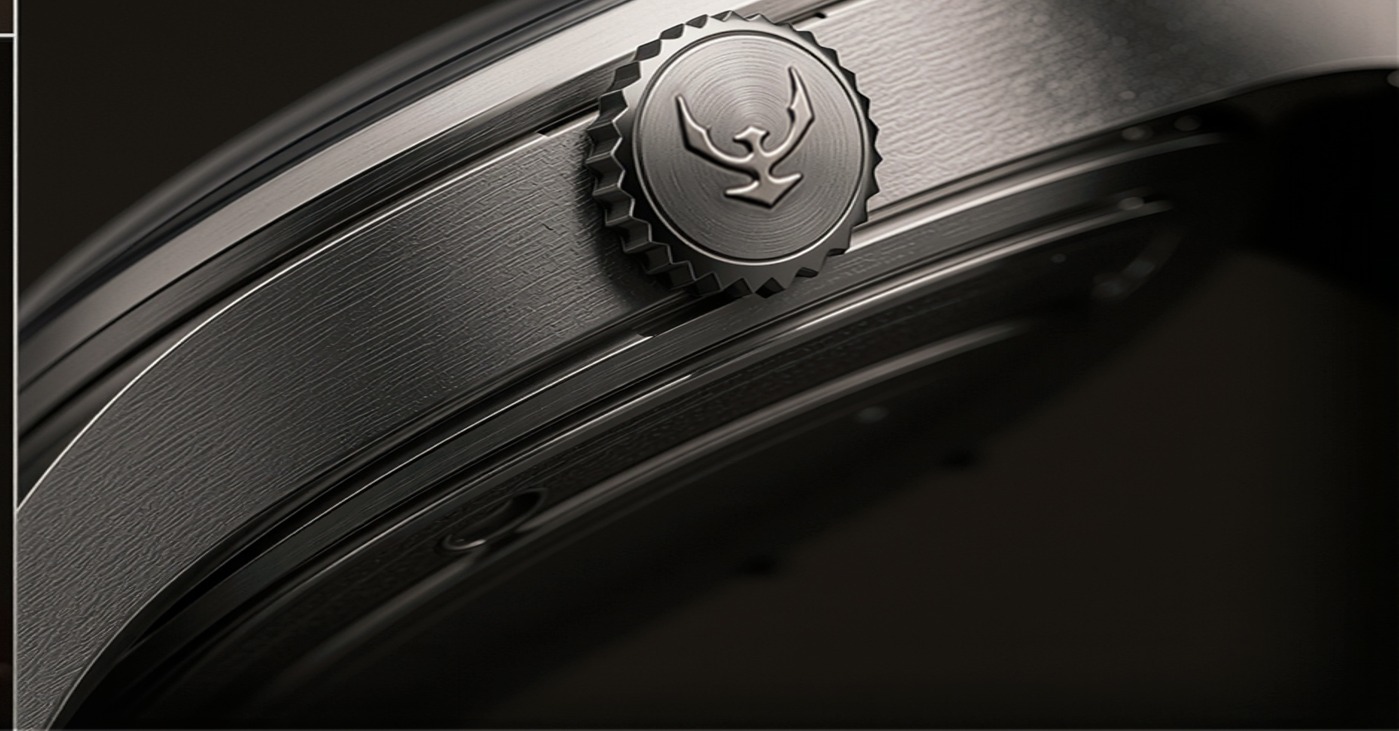 Close-up of the RONNOR crown engraved with the falcon emblem